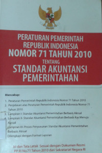 Image of Peraturan Pemerintah Republik Indonesia Nomor 71 Tahun 2010 Tentang Standar Akuntansi Pemerintah